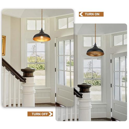 Plug in Pendant Lights Dome Hanging Lamp with Dimmable Switch 15 Ft Long Hemp Rope Farmhouse Pndant Light Cord Lighting Fixture DIY Hanging Light - color: B 1 Light