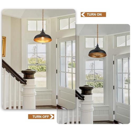 3 Light Plug in Pendant Lights Dome Hanging Lamp with Switch 22 Ft Long Hemp Rope Farmhouse Pndant Light Cord Lighting Fixture DIY Hanging Light - color: B 3 Lights