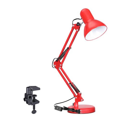 TORCHSTAR Metal Desk Lamp, Adjustable Swing Arm, E26, Red - color: Red, size: 1 Unit