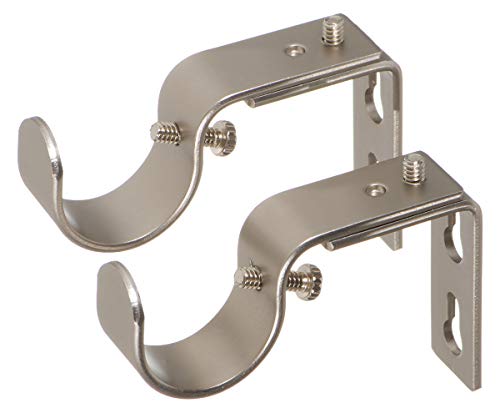 Ivilon Short Projection Brackets for Curtain Rods - for 1 or 1 1/8 Inch Rods. Set of 2 - Satin Nickel - color: Satin Nickel, size: Short Projection - 1" or 1-1/8" Rods