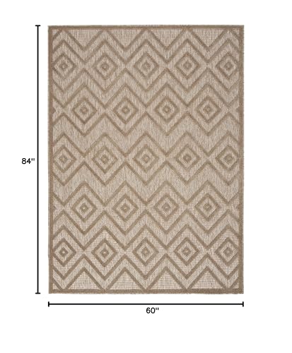 Nourison Home Versatile Natural Beige 5' x 7' Area Rug - Easy Clean, Non Shedding, Bed Room, Living Room, Dining Room, Kitchen (5' x 7') - color: Natural Beige, size: 5' x 7' (Rectangular)