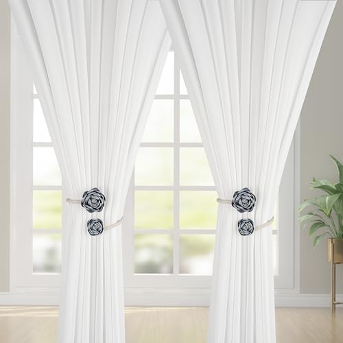 SUQ I OME Artificial Rose Flower Curtain Holdbacks, Blue,1 Pair - color: Blue