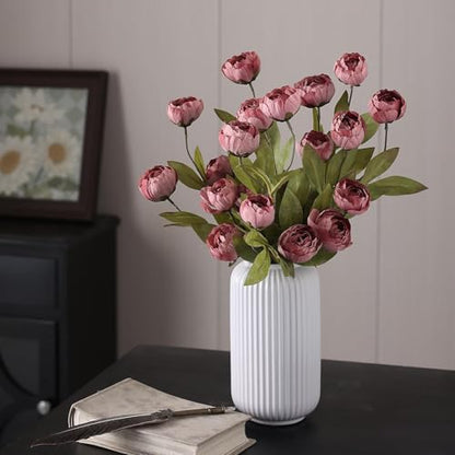 6 Pcs 27" Faux Silk Peony Artificial Flowers Stems for Vase (Warm Pink) - color: Warm Pink