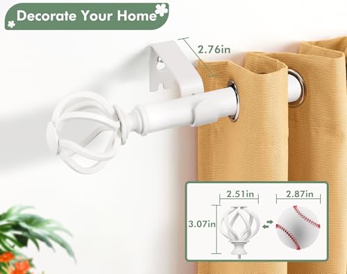 USFOOK White Curtain Rod 32 to 58, Window Treatment Rods with Bracket - color: White, size: 32-58"