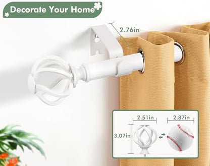 USFOOK White Curtain Rod 32 to 58, Window Treatment Rods with Bracket - color: White, size: 32-58"