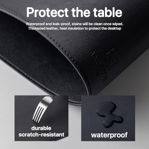Baroyal Faux Leather Placemats Set of 4 Vinyl Washable Wipeable Table Mats for Kitchen Dining Table Heat Resistant Waterproof Modern Indoor/Outdoor Placemats Non-Slip Easy Clean Place Mats (Black) - color: B-black