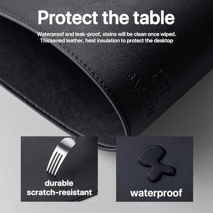 Baroyal Faux Leather Placemats Set of 4 Vinyl Washable Wipeable Table Mats for Kitchen Dining Table Heat Resistant Waterproof Modern Indoor/Outdoor Placemats Non-Slip Easy Clean Place Mats (Black) - color: B-black