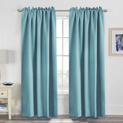 H.VERSAILTEX Blackout Curtains Thermal Insulated Window Treatment Panels Room Darkening Blackout Drapes for Living Room Back Tab/Rod Pocket Bedroom Draperies, 52 x 84 Inch, Solid Aqua, 2 Panels - color: Aqua, size: 52"W x 84"L (Pack of 2)