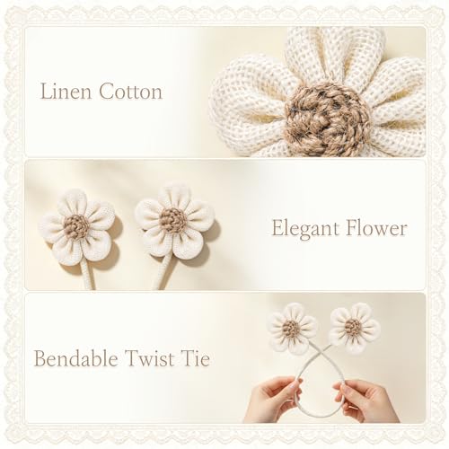 VIS'V Curtain Tiebacks, Twisted Boho Curtain Holdbacks, Cream, 2 Pcs - color: Cream