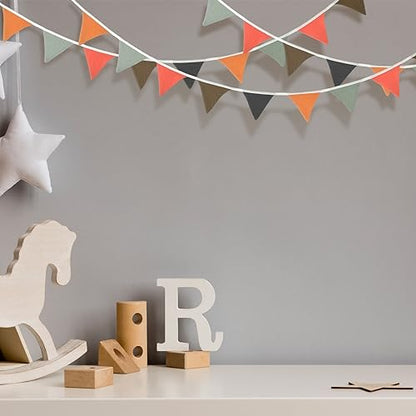 Oudain 2 Pcs Pennant Banner Flags Nursery Garland Triangle, Rustic Color - color: Rustic Color