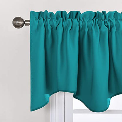 NICETOWN 2 Panels Peacock Teal Kitchen Valances for Window, 42W x 18L - color: Peacock Teal, size: 42"W x 18"L (Pack of 2)