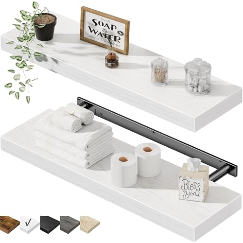 QEEIG Bathroom Long Floating Shelves for Wall (White, Set of 2, 23.6") - color: C. White, size: 23.6"