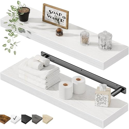 QEEIG Bathroom Long Floating Shelves for Wall (White, Set of 2, 23.6") - color: C. White, size: 23.6"