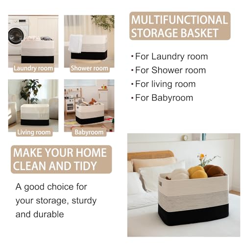 OIAHOMY Blanket Basket Laundry Basket Dog Toy Basket 108L Gradient Black - color: Gradient Black, size: 25”x16”x16”