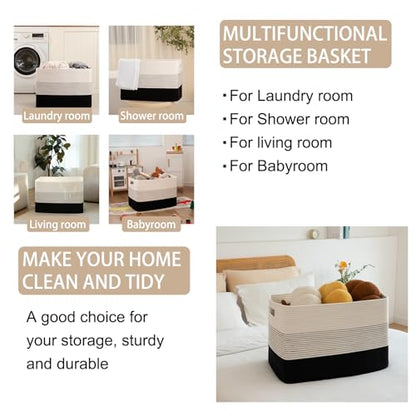 OIAHOMY Blanket Basket Laundry Basket Dog Toy Basket 108L Gradient Black - color: Gradient Black, size: 25”x16”x16”