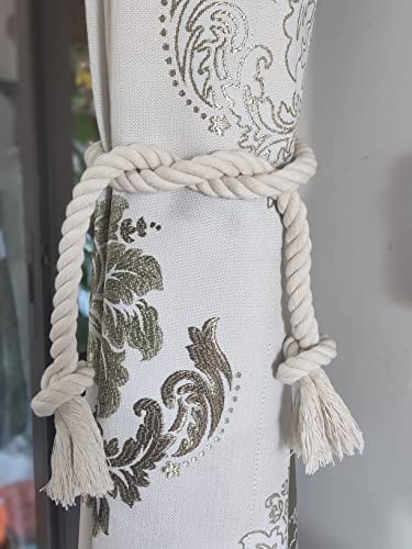 8 Pack Curtain Ties, Outdoor Curtain Tiebacks, Natural Cotton Curtain Holders, Village Rural Rustic Curtain Holdbacks, Nautical Curtain TieBacks Rope for Patio Drapery Pergola Drapes, Beige - color: Beige Rope 8 Pack