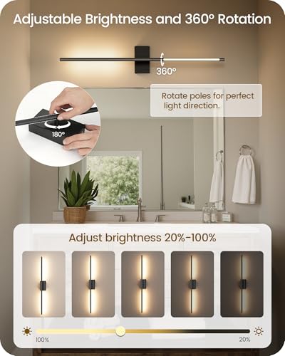 34.6" Wireless Battery Operated Wall Sconces Set of Two,Rechargeable Lamp with Remote, 360° Rotation, 10000mAh Battery, Touch Dimmable Lights for Living Room Hallway Bedroom, Black B05YBP205 - color: Black, size: 34.6 Inches