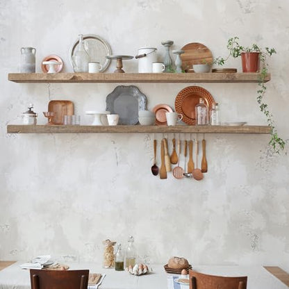 FLYJOE Floating Shelves | 8" Deep Rustic Reclaimed Barnwood Wall Hanging Shelves with Invisible Heavy-Duty Metal Bracket | Wall Mounted | Farmhouse Style | 48 inches, 2 PCs, Distressed Natural - color: Distressed Natural, size: 48inches-2P