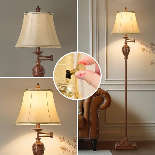 AIDENOEY Traditional Floor Lamp with 350° Swing Arm,Including Bulb,Walnut - color: Walnut