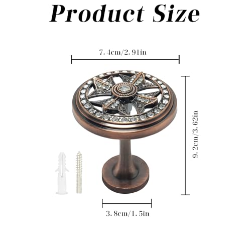 2Pcs Curtain Holdbacks, MfhdgXAvs Vintage Wall Mounted Tiebacks with Rhinestones - Zinc Alloy Drapery Hooks for Curtain Types,Living Room, Bedroom, Kitchen, Dining Room Boho Decor (red Bronze) - color: Red Bronze