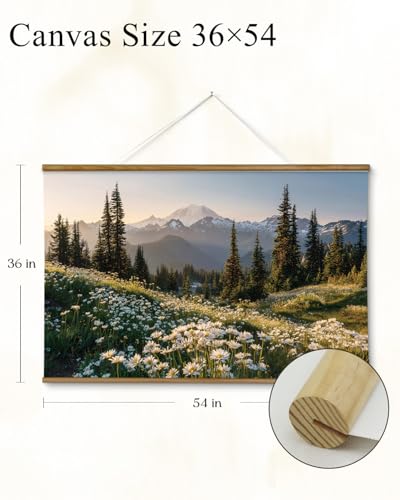 VIYYIEA Extra Large Canvas Wall Art - Mountain Scroll Painting, 36x54 Inch - color: Evening in the Mount Rainier Range