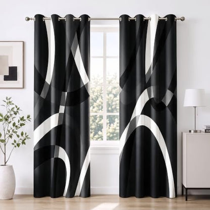 weesire Black and White Blackout Curtains, 52 x 96 Inch, Grommet, 2 Panels - color: P1-black, size: 52"W x 96"L (Pack of 2)