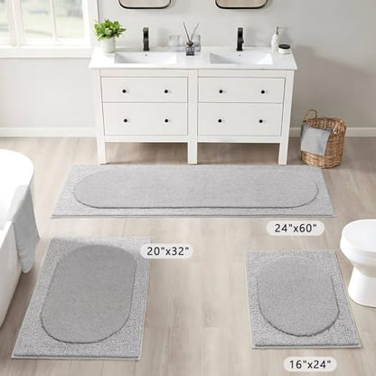 DEXDE Bathroom Rugs Non-Slip Mat for Bathroom Floor Shower,24x16 Gray