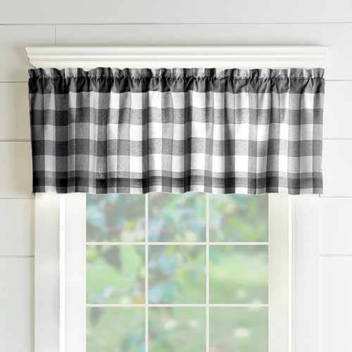 Farmhouse Living Buffalo Check Window Valance, Black/White - 60" W x 15" L - color: Black/White
