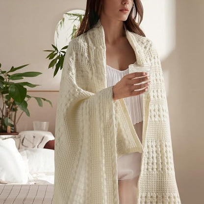 PHF Lightweight 100% Cotton Waffle Throw Blanket for Couch, Cannoli Cream - color: 25 Cannoli Cream, size: Throw(50"x60")