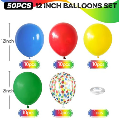 Red Blue Yellow Green Balloons 12 Inch Rainbow Colorful Latex Party Balloon - color: Red Blue Yellow Green