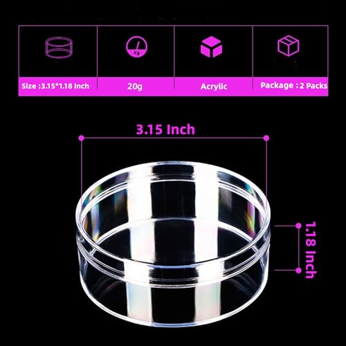 KissYou 2‑Pack Round Acrylic Box 3.2 x 3.2 x 1.2 Inch, Candy Box - size: 3.2 x 3.2 x 1.2 Inch