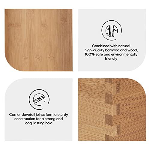 ANMINY Wood Storage Bins Crates, Nesting 3PCS, Mortise-Tenon - color: Wood - Hollow Stripe