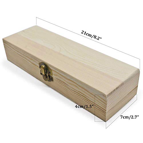 Plain Unfinished Wood Pencil Box, Unpainted Rectangle DIY Artist Tool and Brush Storage Box Case with Locking Clasp, Small - color: Natural