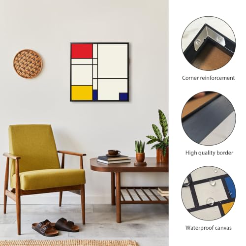 lzhewall Mondrian Style Wall Art, Abstract Geometric Painting, Black Frame
