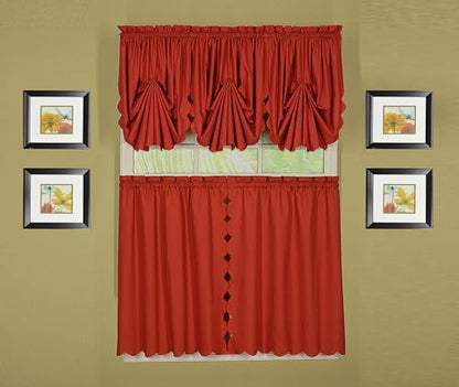Today's Curtain, Orleans Scallop Curtain, Brick Red Fan Insert, 30" W x 40" L, Brick Red - color: Brick Red, size: 30"W x 40"L (Pack of 1)