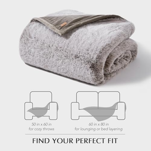 EverGrace Faux Chinchilla Fur Throw Blanket, 60"x80", Champagne Fawn - color: Champagne Fawn, size: 60"x80"