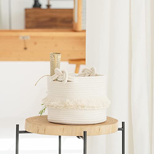 CherryNow Small Woven Rope Baby Basket with Tassel, 9.5" x 7", Off-White - color: Off-white, size: 10L (9.5"W x 7"H)