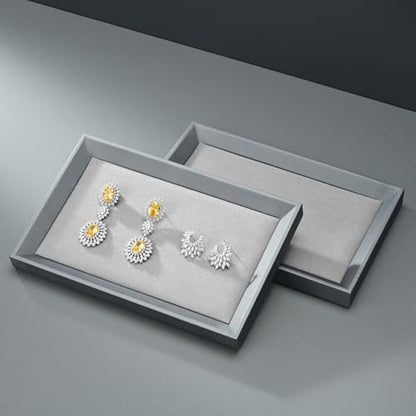 Oirlv Luxury Genuine Leather Jewelry Tray Stackable Microfiber Organizer - size: 11.81"×9.06"×0.79"