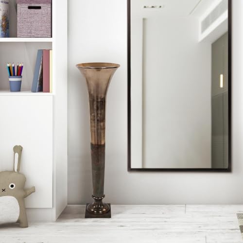 Howard Elliott Collection Golden Ore Oversized Fluted Vase, Aluminum with Ombre Gold to Bronze Finish, Tall Accent for Floor, Entryway or Living Room, 46.5H x 11.75W x 11.75D, Gold Bronze - size: Oversized Vase