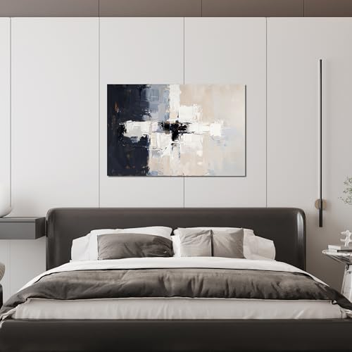 Modern Black and White Abstract Canvas Wall Art for Living Room 24" X 36" - color: JYQ-01M, size: 36"L x 24"W