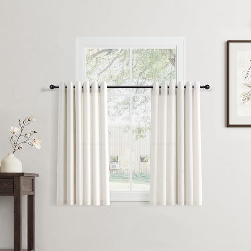 Jowels Natural Linen Grommet Curtains 36 Inch Long for Small Windows Cafe - color: Natural, size: 40"W x 36"L (Pack of 2)