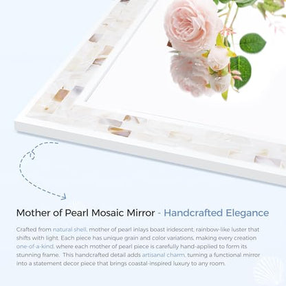 Tanmicoshomy Arched Mirror 24x36 Inch for Bathroom with Shell Frame - size: 36"L x 24"W