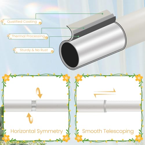Whtie Curtain Rod 28-48 Inch Heavy Duty Branch Leaf Finial - color: Weather White, size: 28-48"