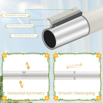 Whtie Curtain Rod 28-48 Inch Heavy Duty Branch Leaf Finial - color: Weather White, size: 28-48"