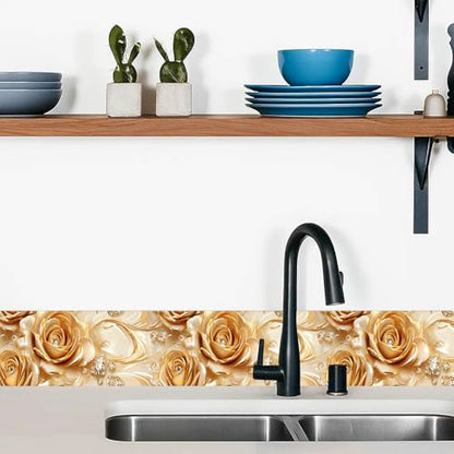 IVN Wallpaper Border Peel and Stick Wall Golden Rose Jewel 4x196 Inch - color: Golden Rose Jewel