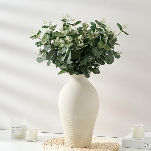 Ceramic Flower Vase Home Decor,11inches Large Farmhouse Table Vases - color: Off White-11inches