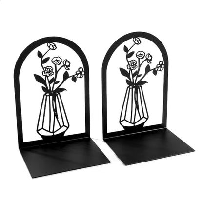 3Pairs Vase Flower Hollow Iron Bookends - color: 3pc Style B