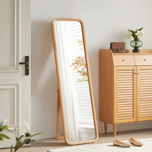 Anwick Full Length Floor Mirror Wood Frame Standing Mirror Natural 63 in - color: Natural