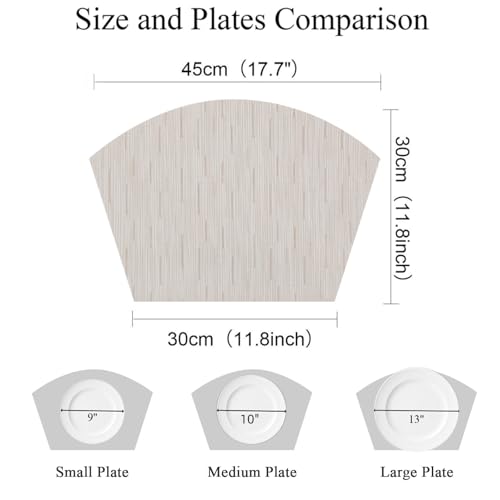 SHACOS Wedge Placemats for Small Round Table Set of 4 Woven Vinyl PVC Placemats Heat Resistant Wipeable Indoor Outdoor Table Mats (4, Beige) - color: Beige