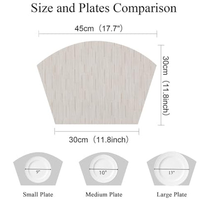 SHACOS Wedge Placemats for Small Round Table Set of 4 Woven Vinyl PVC Placemats Heat Resistant Wipeable Indoor Outdoor Table Mats (4, Beige) - color: Beige
